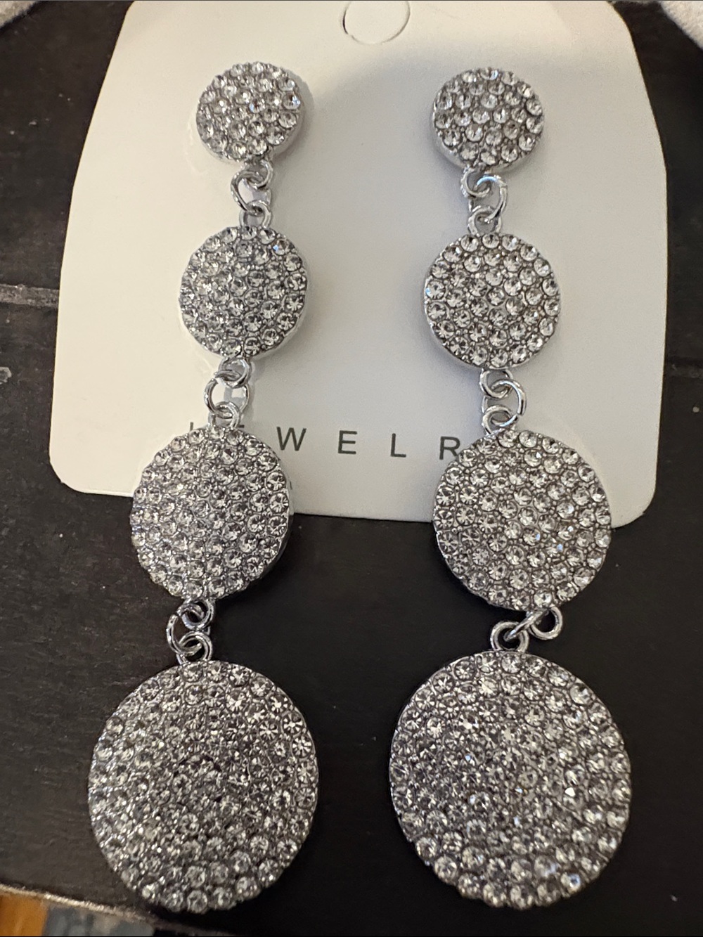 Silver Crystal Disc Drop Earrings - Elegant Women Jewelry